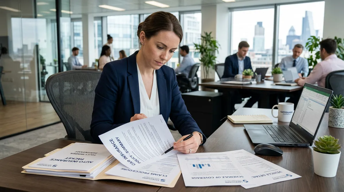 Документы по страхованию автомобиля на столе